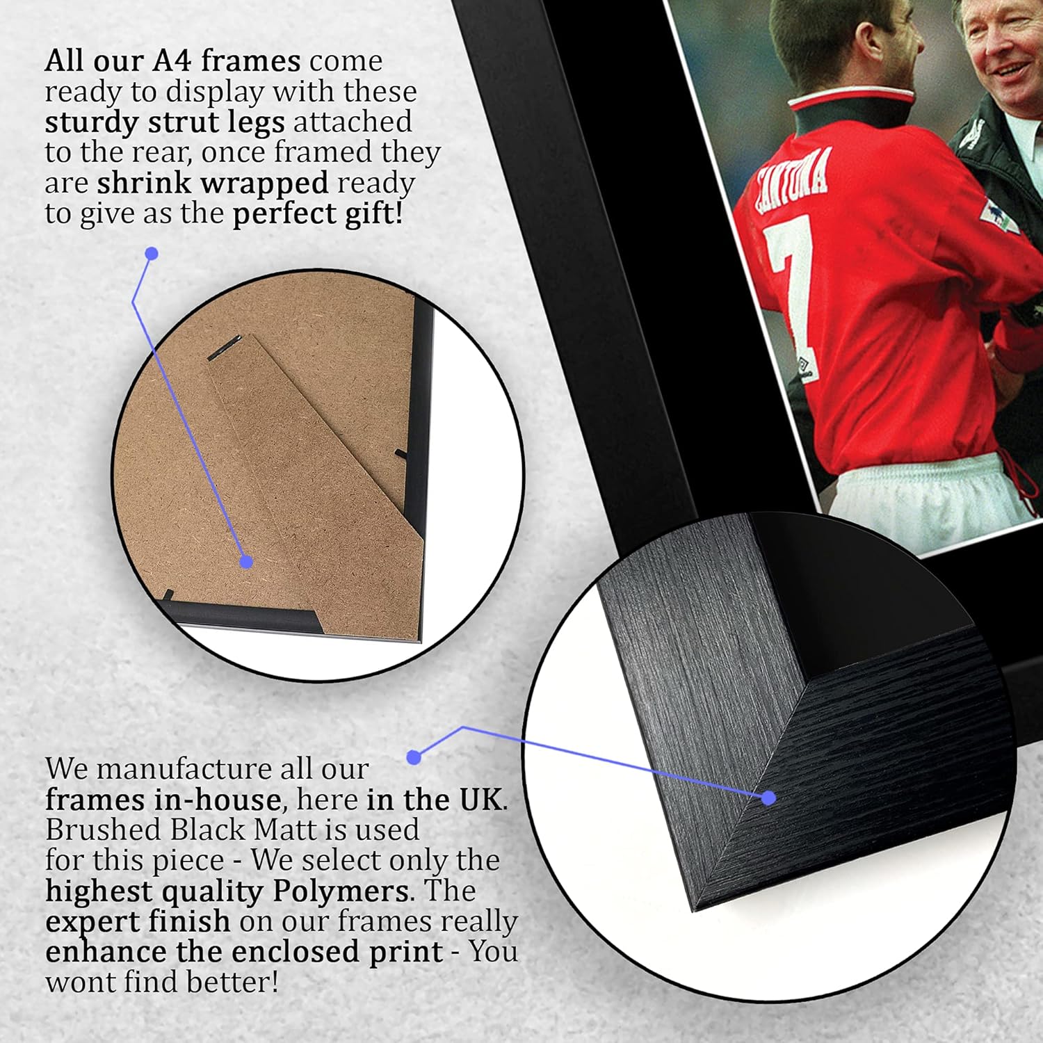 Thumbnail 6 de HWC Trading FR A4 Sir Alex Ferguson & Eric Cantona framed signed-style autograph picture (A4)