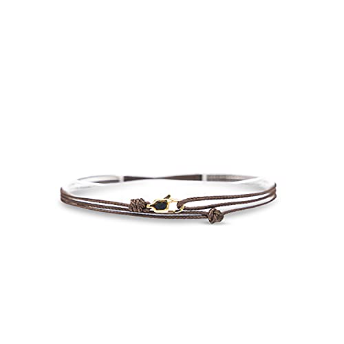 Detalle de Bracelet Fin Made by Nami — Mousqueton artisanal, ajustable et 100% étanche (Maron Or)