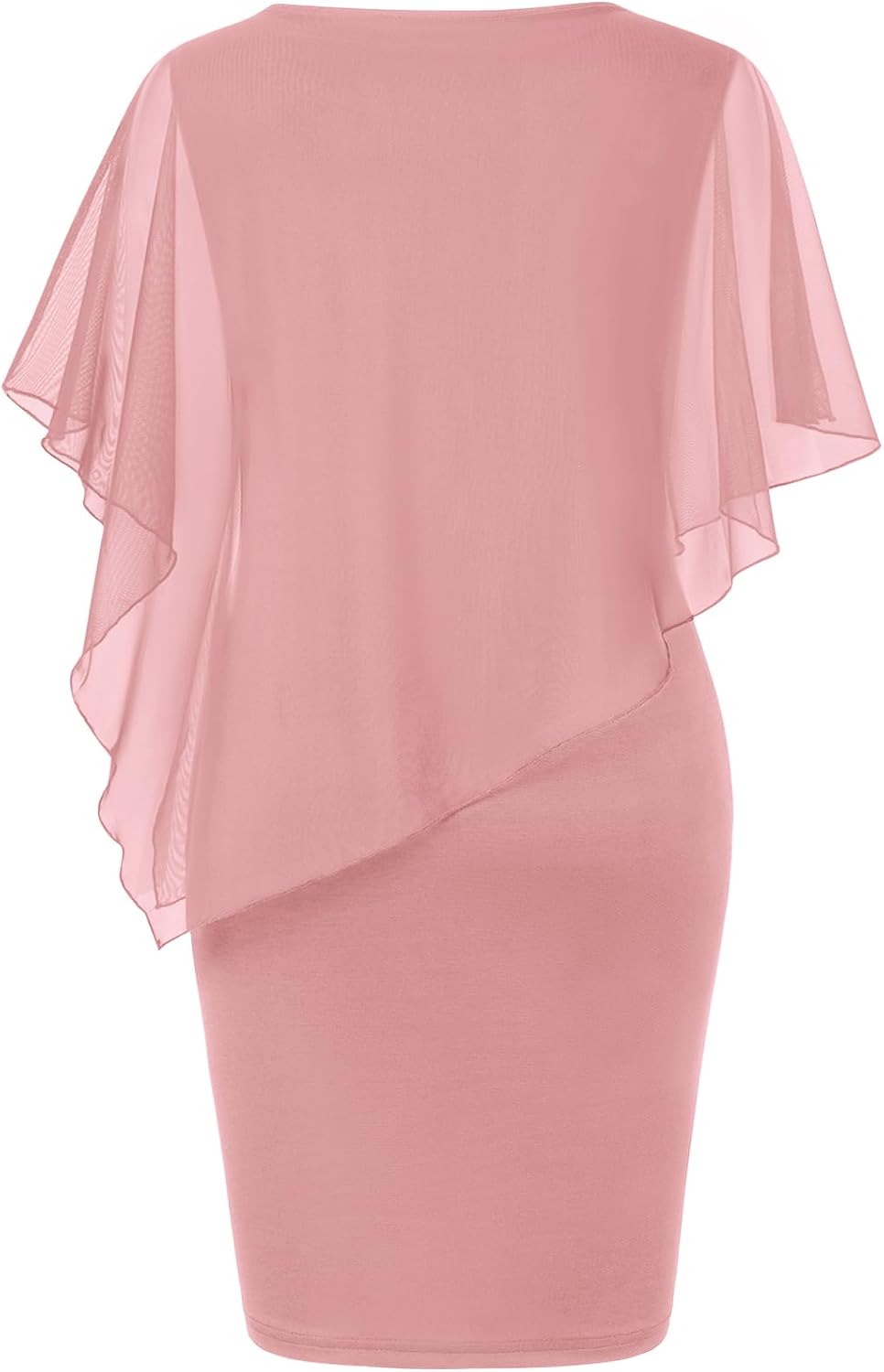 Thumbnail 1 de SeSe Code Women's Mesh Cape Overlay Bodycon Knee Length Dress for Wedding Guest