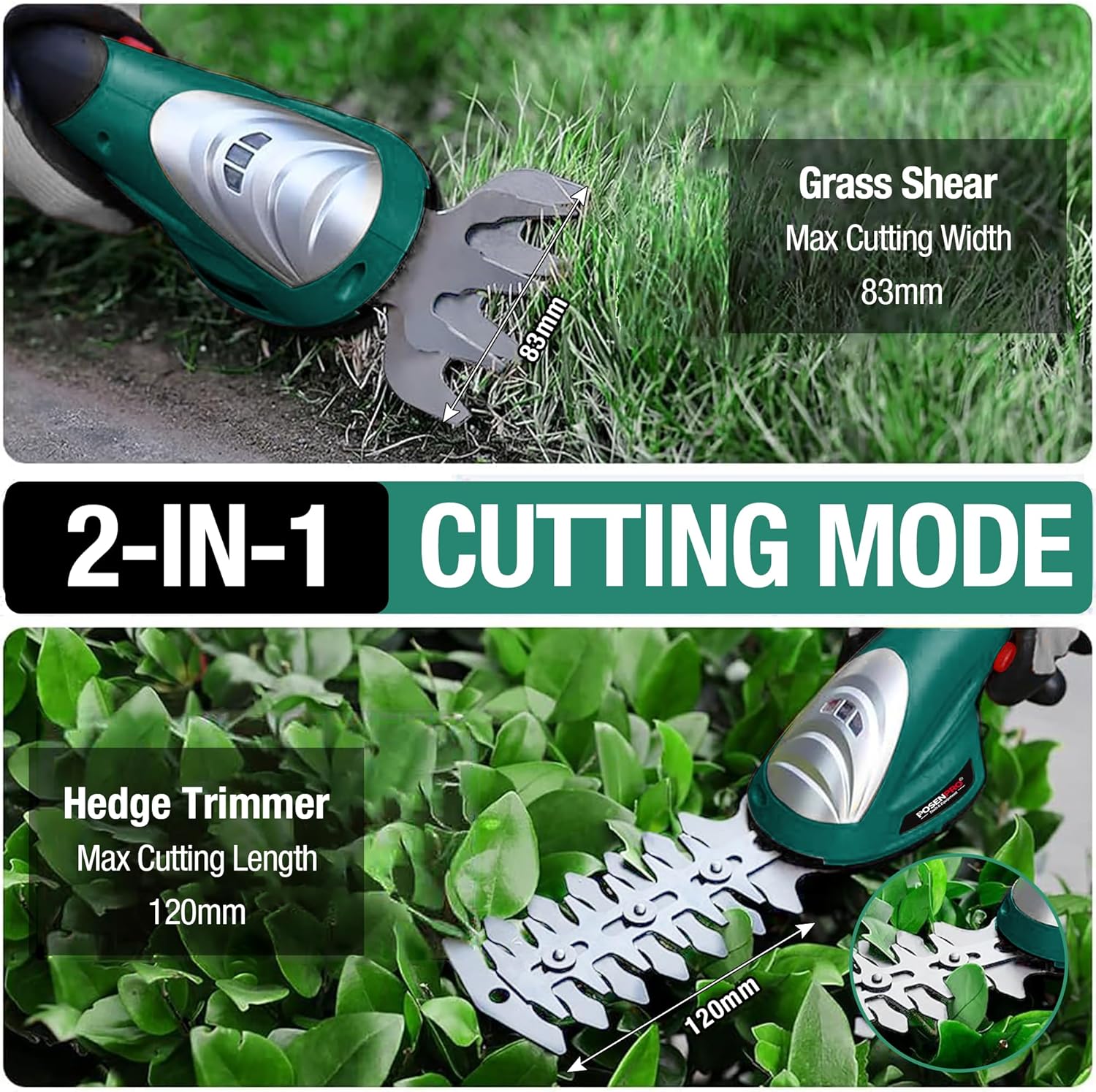 Thumbnail 6 de POSENPRO 7.2V 2-in-1 Cordless Hedge Trimmers & Grass Shear (rechargeable lithium-ion)