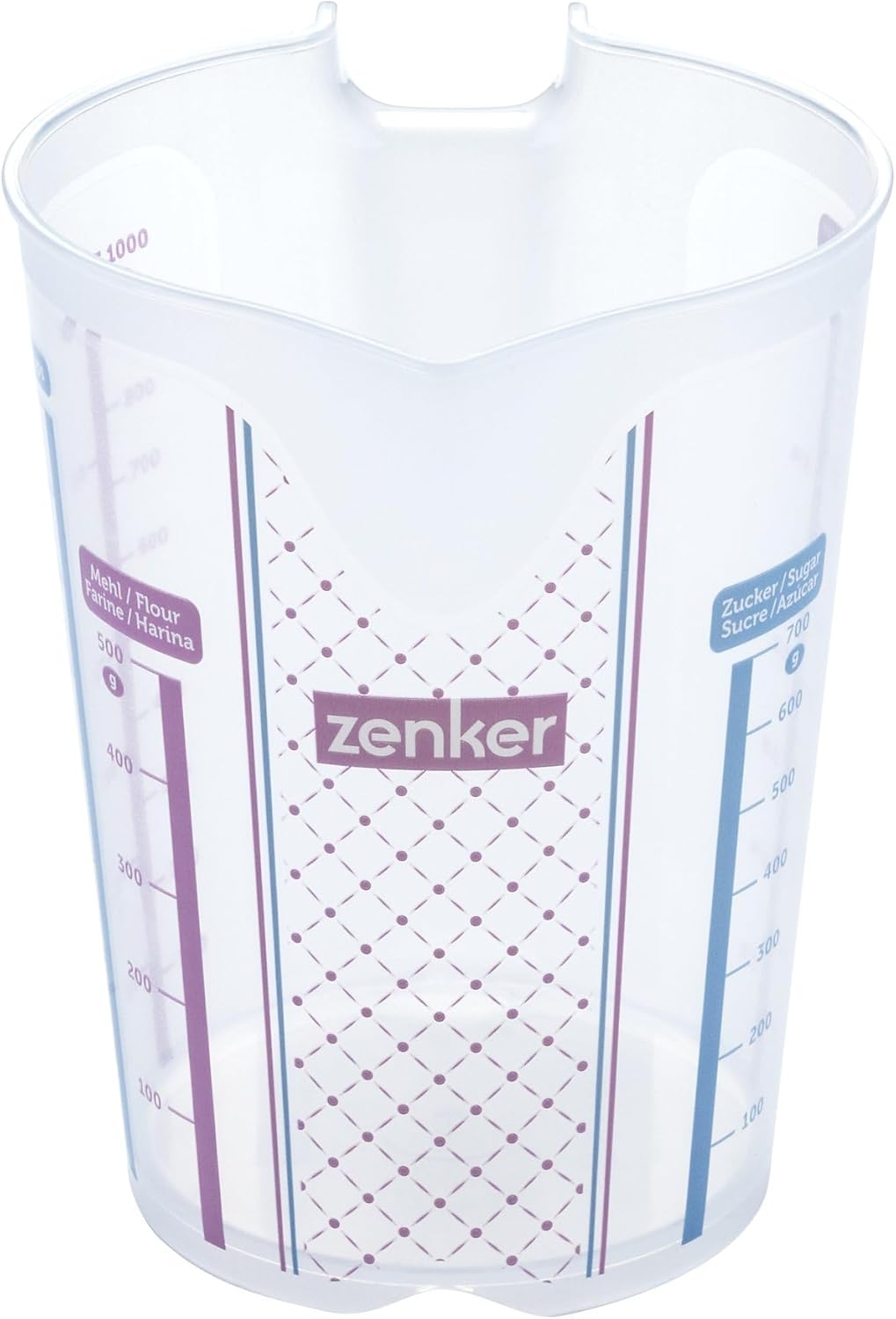Detalle 1 de Zenker Sweet Sensation Messbecher 1000 ml – Vierfach-Skalierung, hitzebeständig bis +100 °C, spülmaschinengeeignet