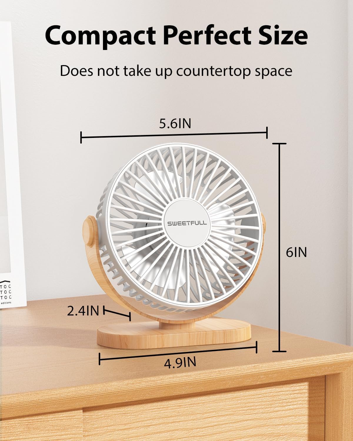 Thumbnail 4 de SWEETFULL Desk Fan 3-Speed USB Quiet Mini