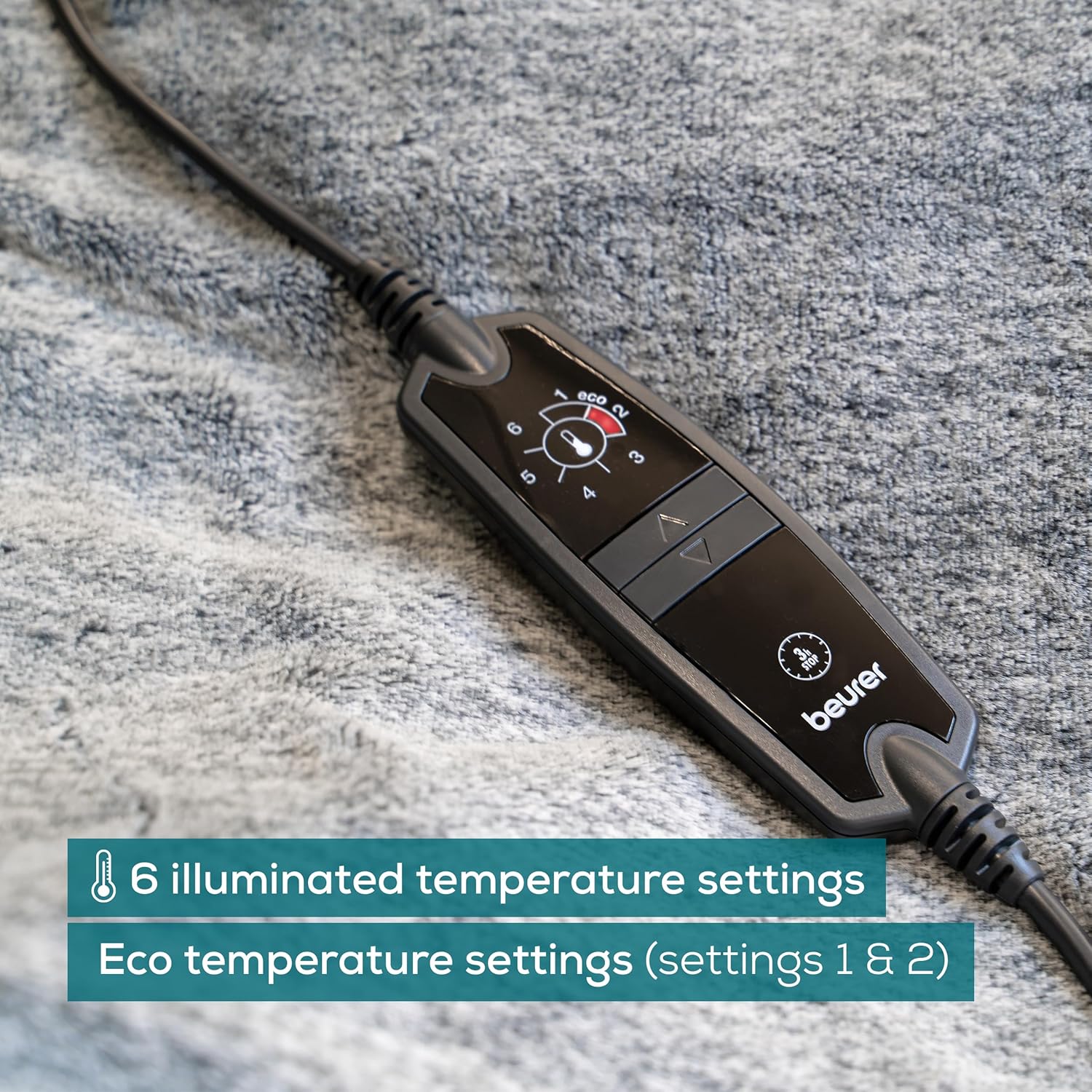 Detalle de Beurer HD 75 Nordic Grey Electric Blanket: Warmth with Green Cred and Everyday Practicality