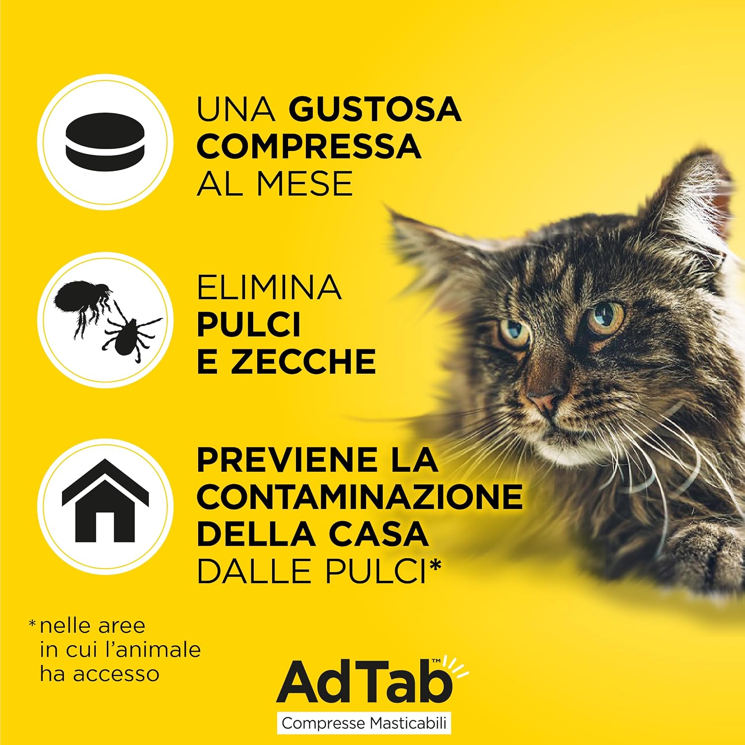 Detalle de AdTab Compresse Masticabili per Gatti da 2,0–8,0 kg – 3 Compresse: sollievo rapido da pulci e zecche