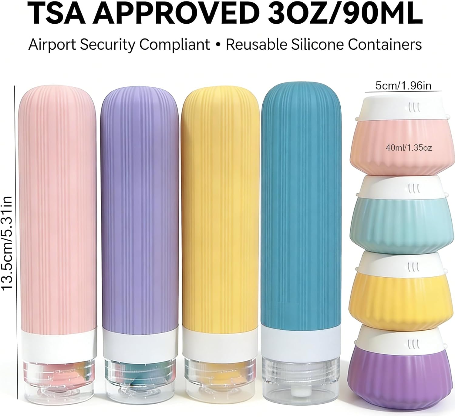 Detalle de Travel Bottles for Toiletries: 8Pcs Silicone TSA‑Approved Set