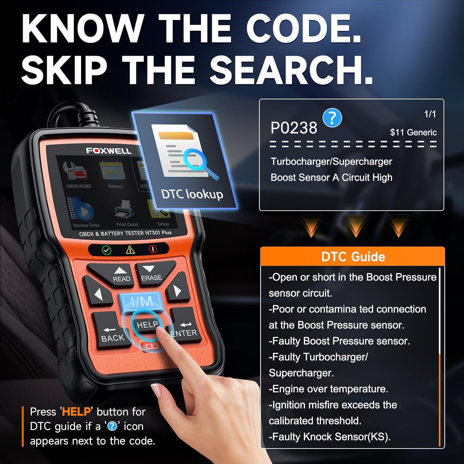 Detalle 2 de FOXWELL NT301 Plus OBD2 Scanner 12V