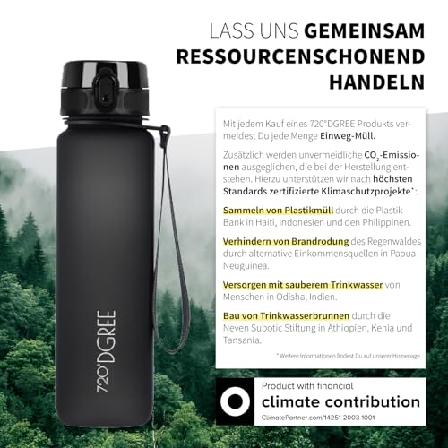 Detalle 2 de 720°DGREE Trinkflasche 1 l Sport “uberBottle“ softTouch +Sieb – BPA-frei, Tritan, auslaufsicher