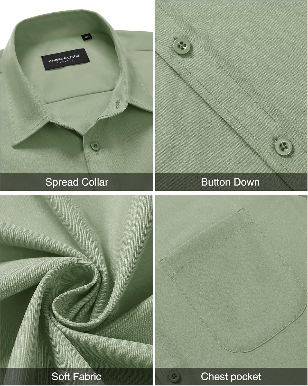 Thumbnail 4 de Alimens & Gentle Men’s Short Sleeve Wrinkle-Free Button-Down Dress Shirt (Untucked Casual)