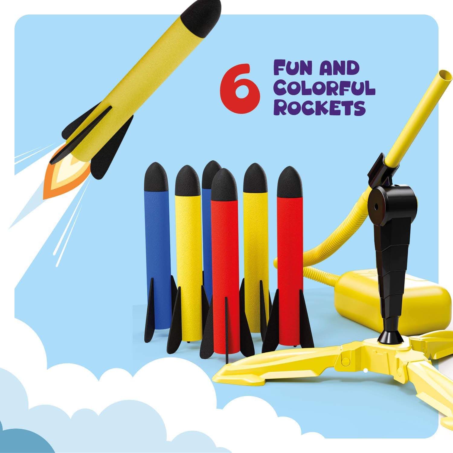 Detalle de Rocket Launcher for Kids: Outdoor Foam Rocket Set for Ages 4–8