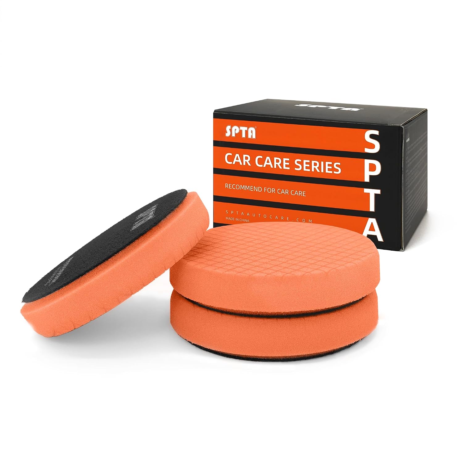 Detalle de SPTA 3-tlg Orange T40 Polierschwamm mit Mittlerer Schnitt – 125 mm für Exzenter- und Rotationspoliermaschinen