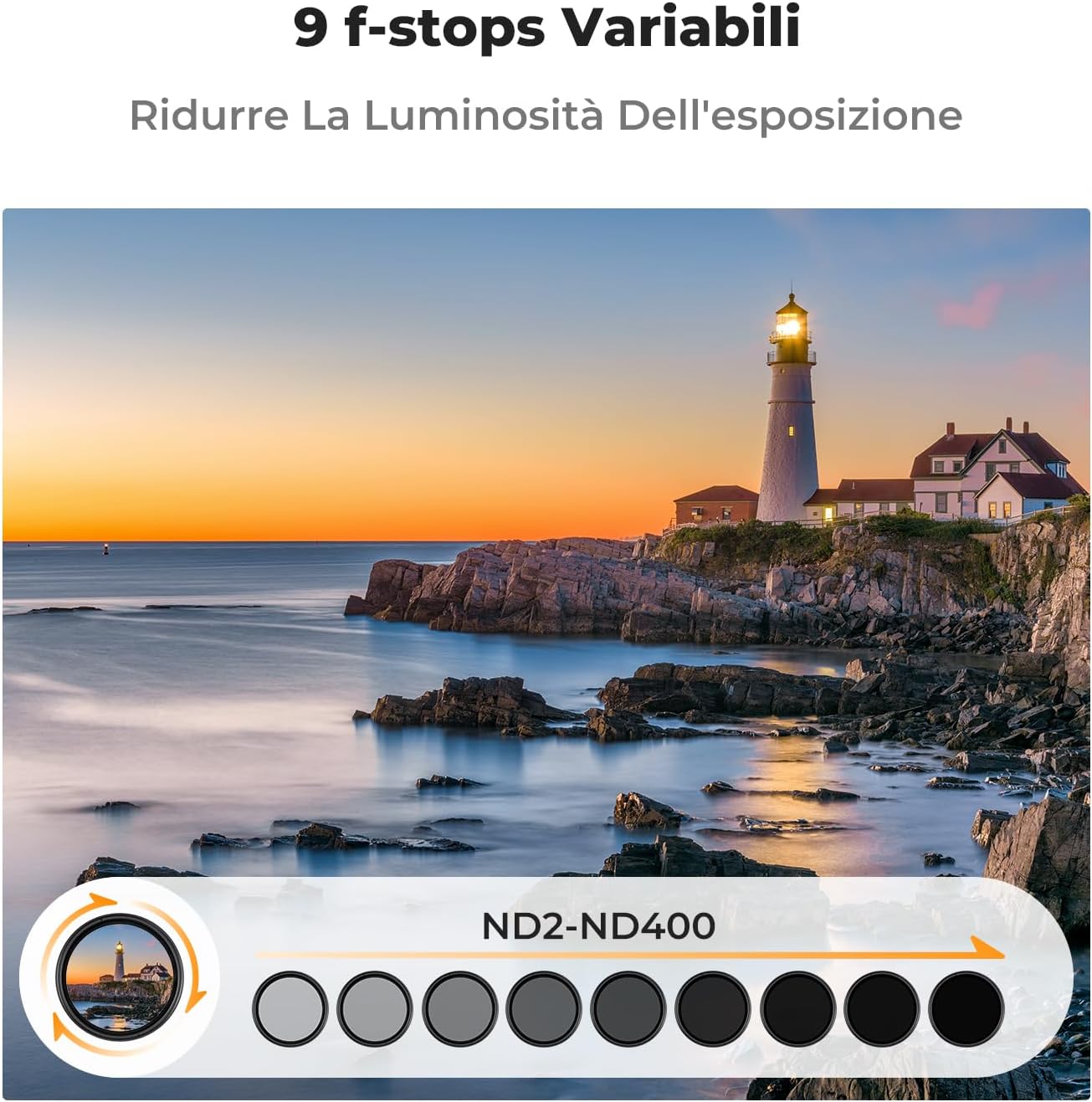 Detalle de K&F CONCEPT Nano-Klear 46mm Filtro ND Variabile 1-9 Stop