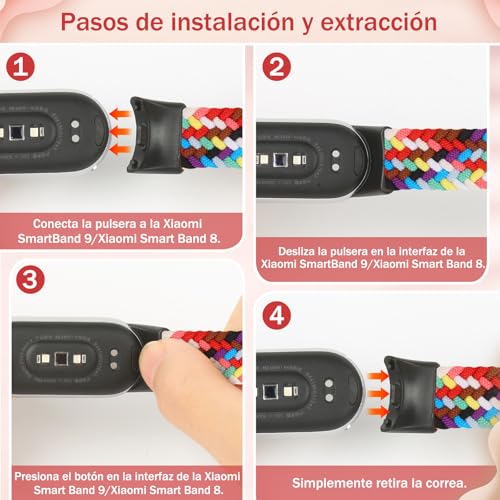 Detalle de Janpso Correas elásticas trenzadas para Xiaomi Smart Band 8/9/10 – ajuste cómodo y duradero