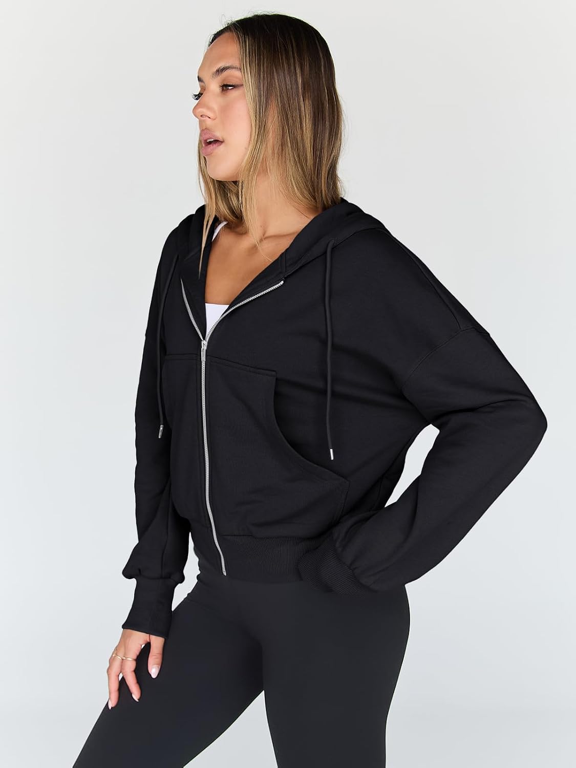 Detalle 2 de Trendy Queen Hoodies Cropped Full Zip Jacket