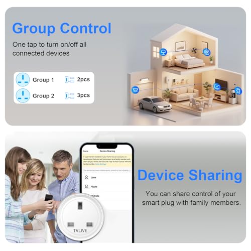 Thumbnail 6 de TVLIVE Smart Plug 2 Pack: Alexa & Google Home Voice Control, Energy Monitoring, 2.4GHz Wi‑Fi, UK Plug
