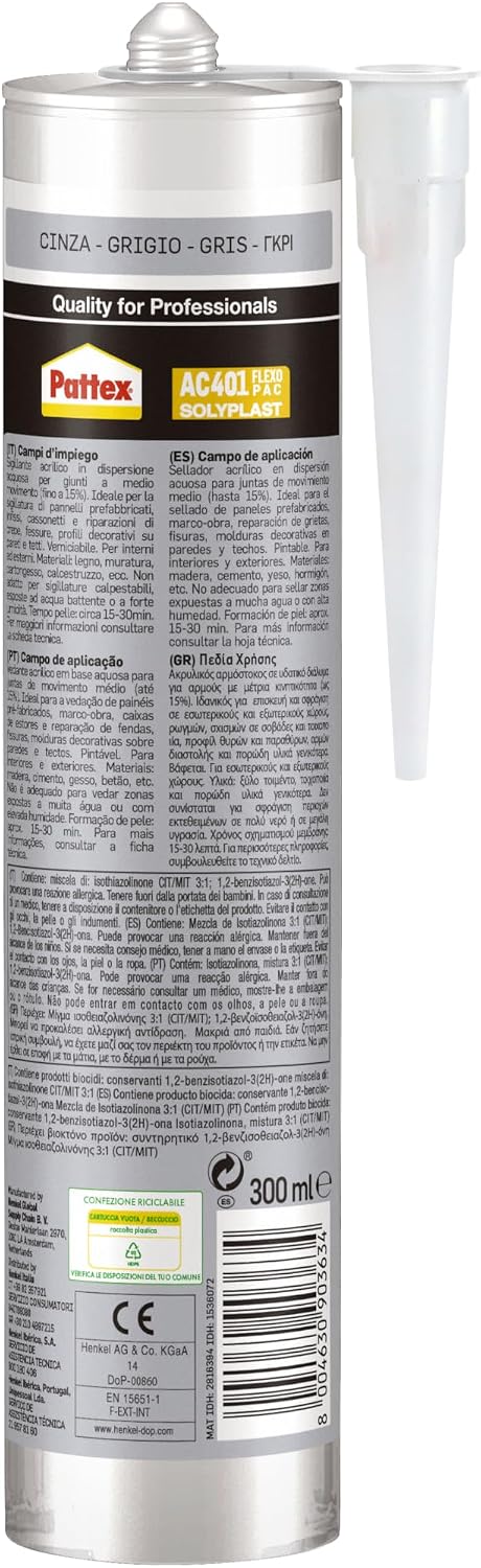 Detalle 2 de Pattex Sigillante Silicone Acrilico AC 401 300ml