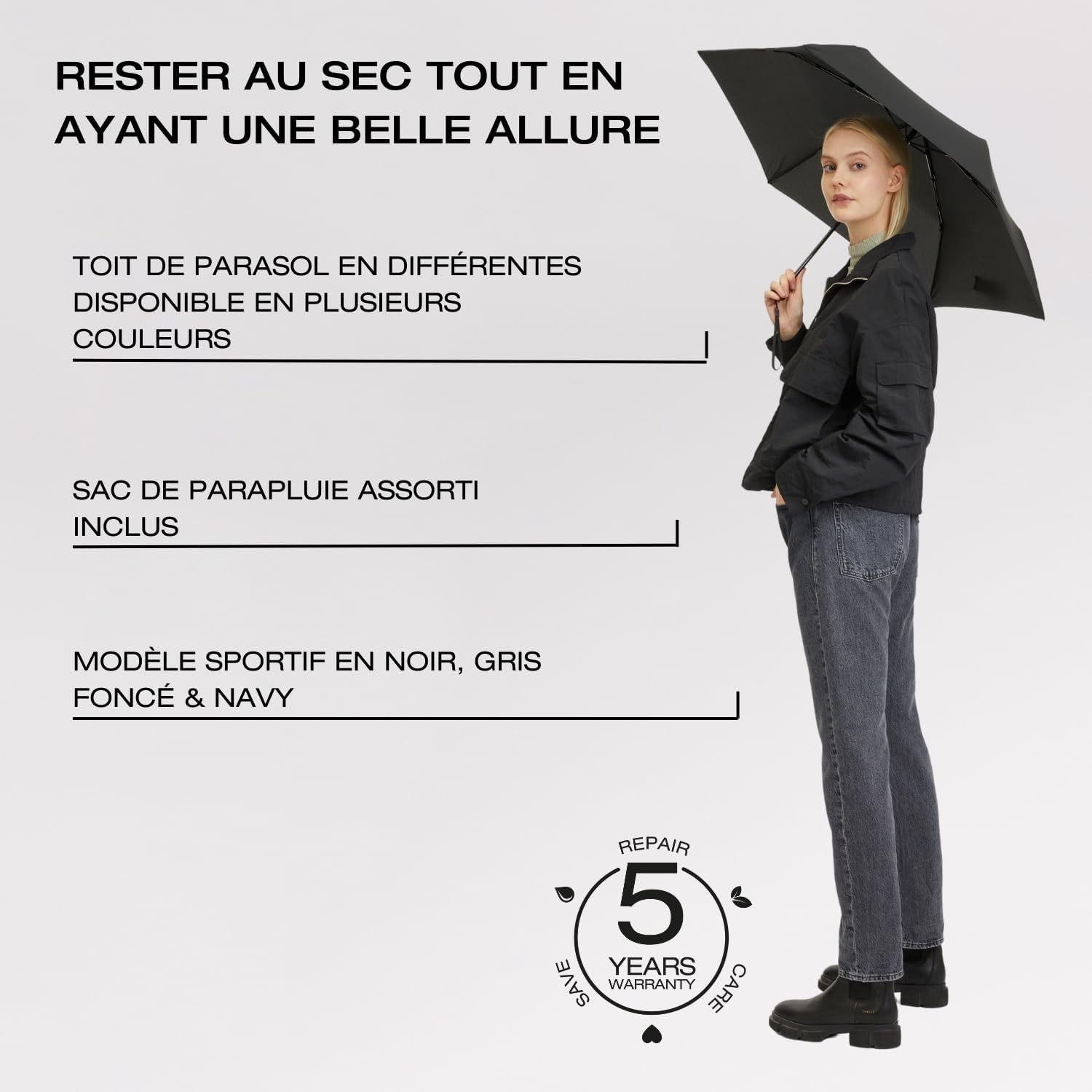 Thumbnail 5 de Knirps Parapluie C.250 Light Duomatic Dark Grey avec sac de rangement