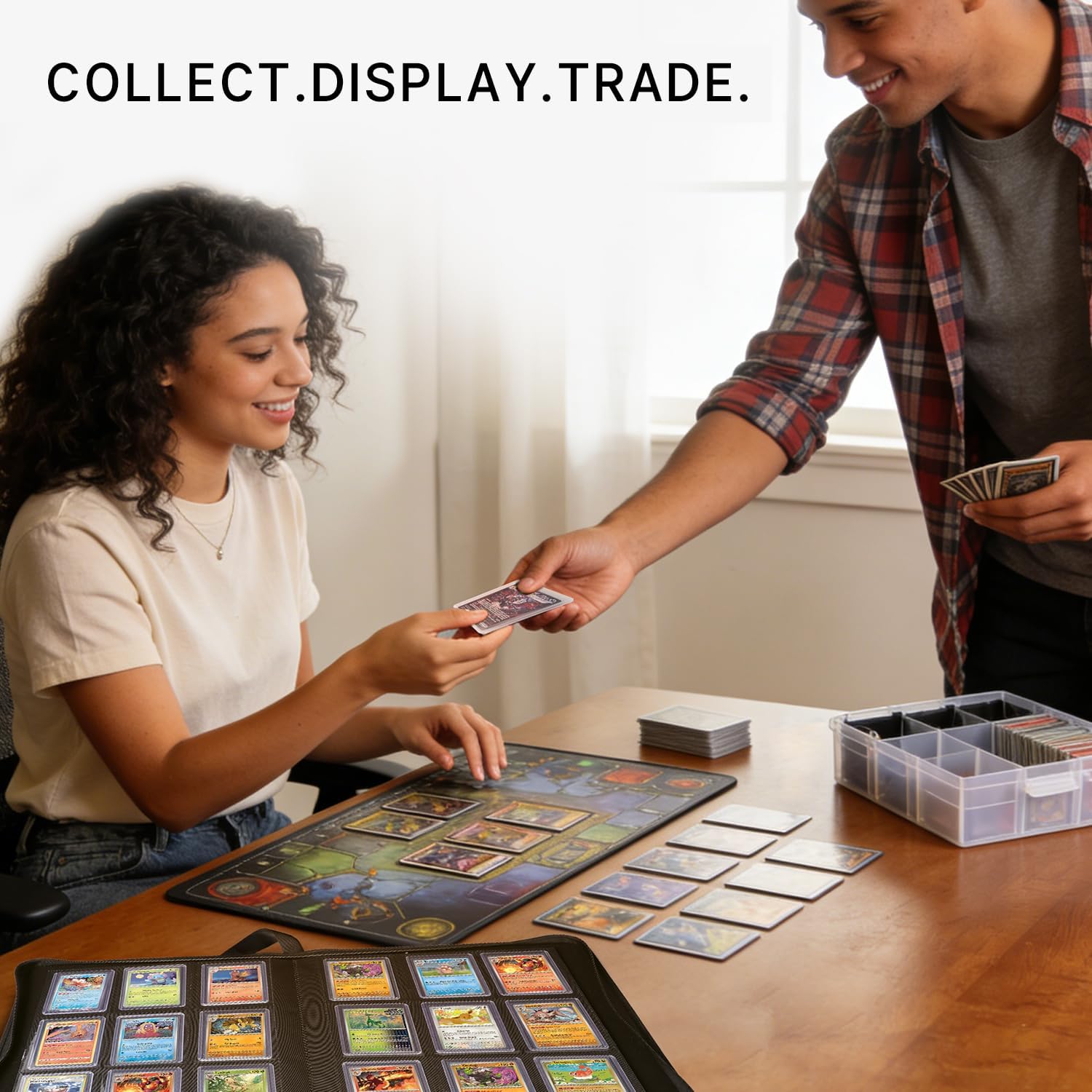 Detalle de Foluck 9 Pocket Top Loader Binder: Protective 252-Card Organizer with 100 Top Loaders & 100 Sleeves