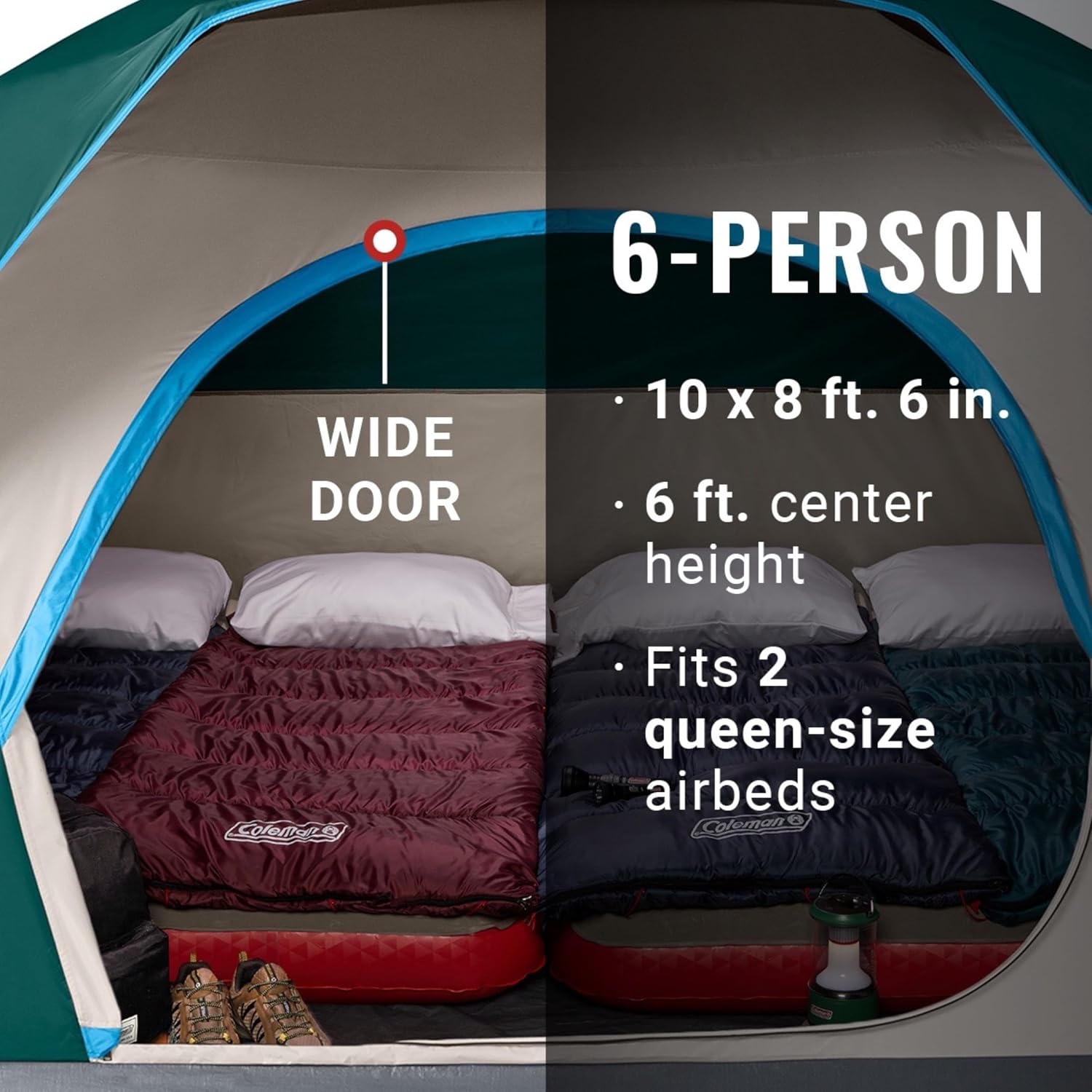 Detalle de Coleman Skydome 6-Person Camping Tent with WeatherTec and Pre-Attached Poles