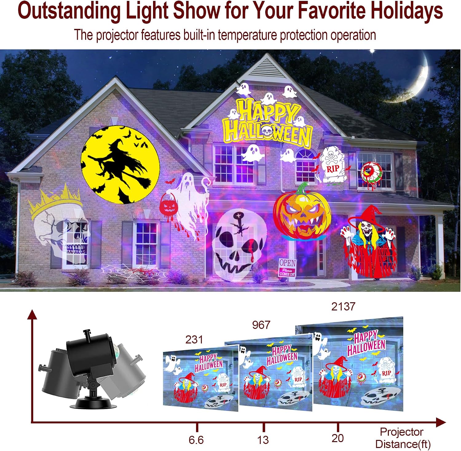 Detalle 1 de FLITI Projector Holiday Light Projector, 8 Patterns, Remote Control