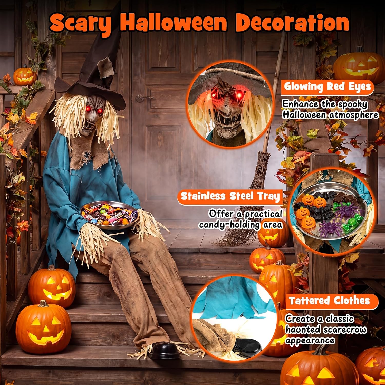 Thumbnail 6 de Tangkula Animated Halloween Scarecrow Decoration, 5.2 ft