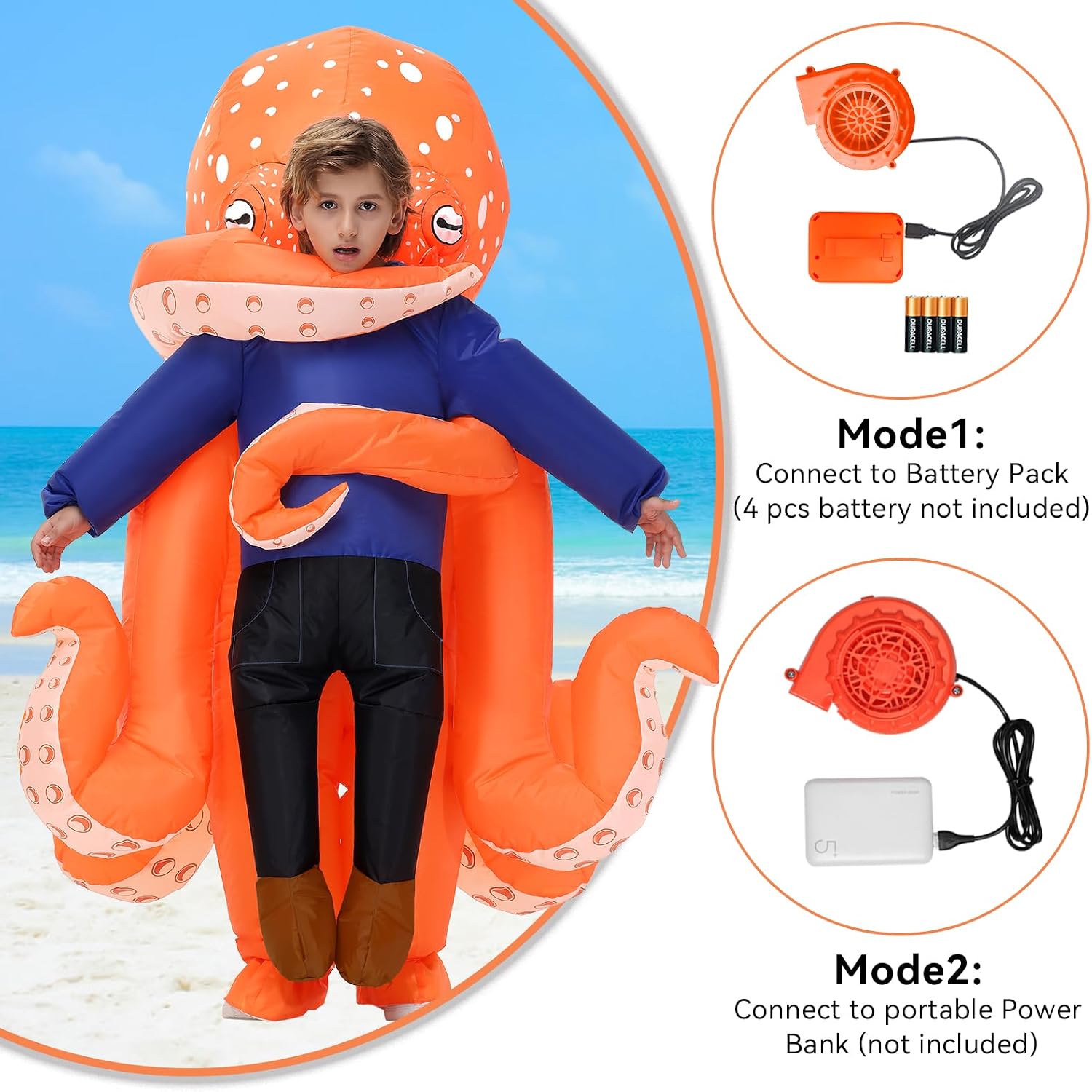 Detalle de Searhmomo Inflatable Octopus Costume for Kids, Fan-Powered Polyester