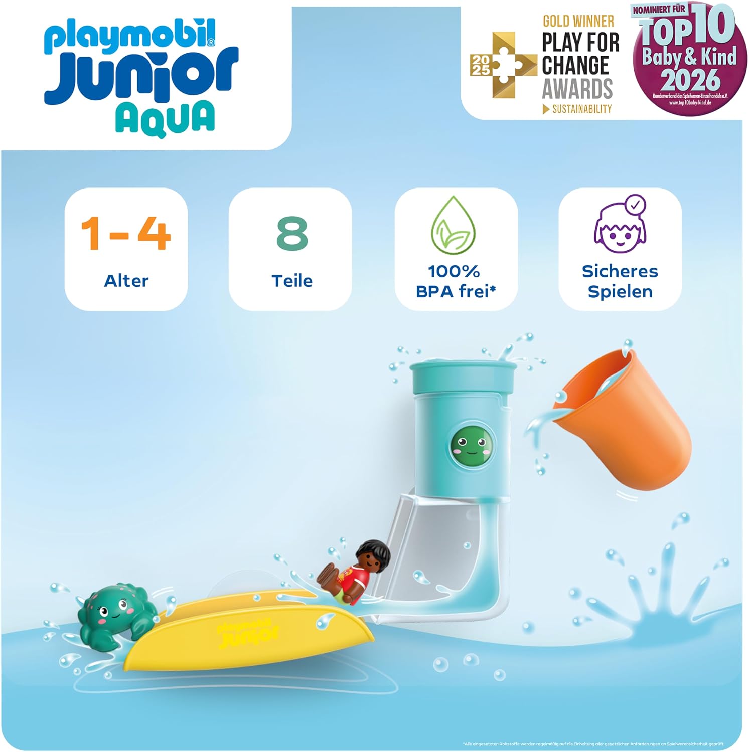 Detalle 2 de PLAYMOBIL JUNIOR Aqua Wasserfalltank mit Rutsche 71775