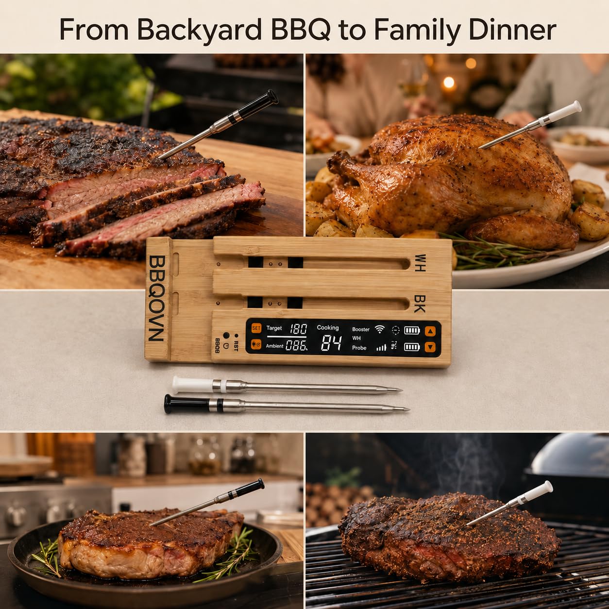 Thumbnail 3 de BBQOVN WiFi Sub-1G Wireless Meat Thermometer with 7 NIST-Certified Sensors