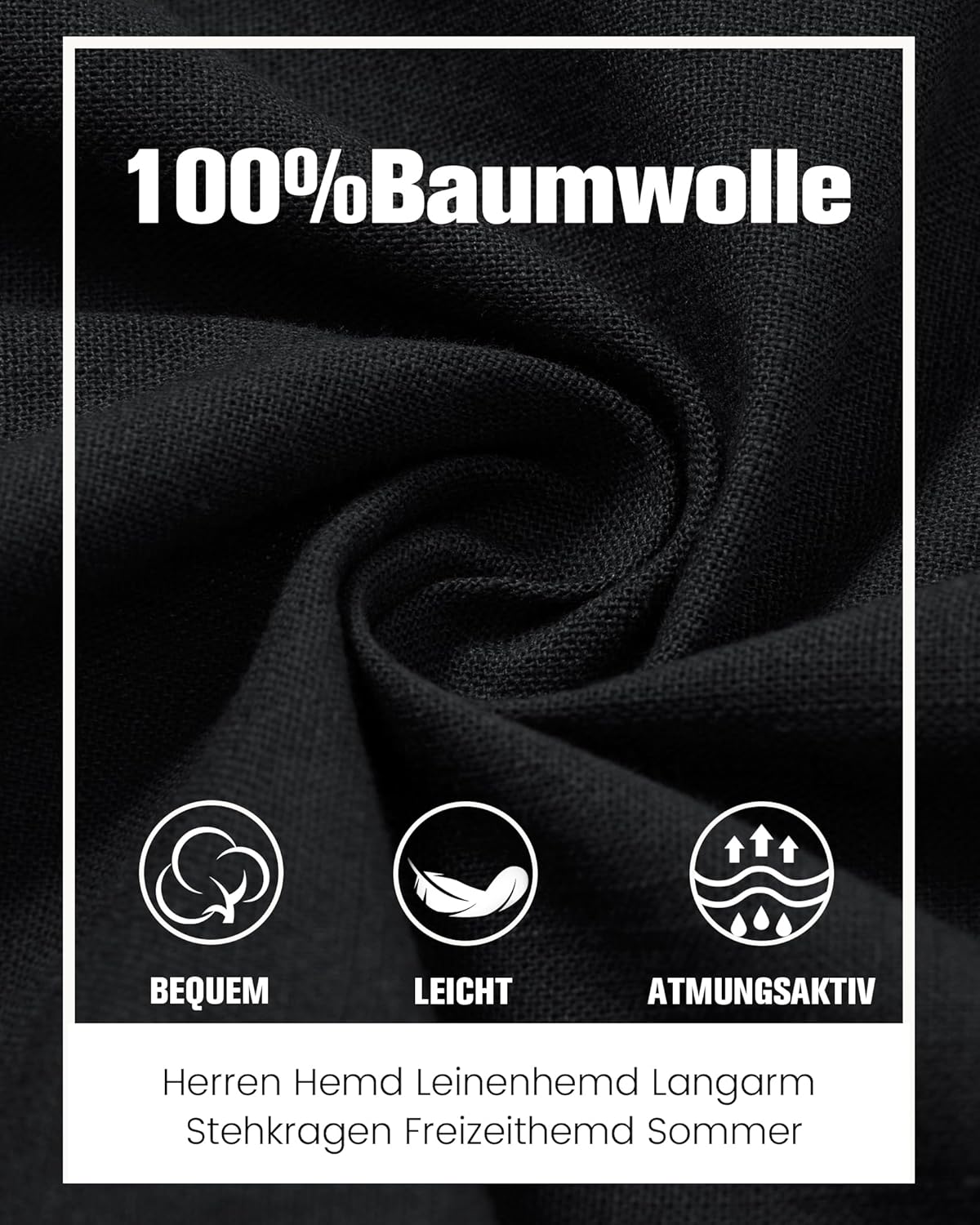 Thumbnail 6 de J.VER Leinenhemd Herren Langarm Stehkragen mit Tasche – Regular Fit für Sommer & Freizeit