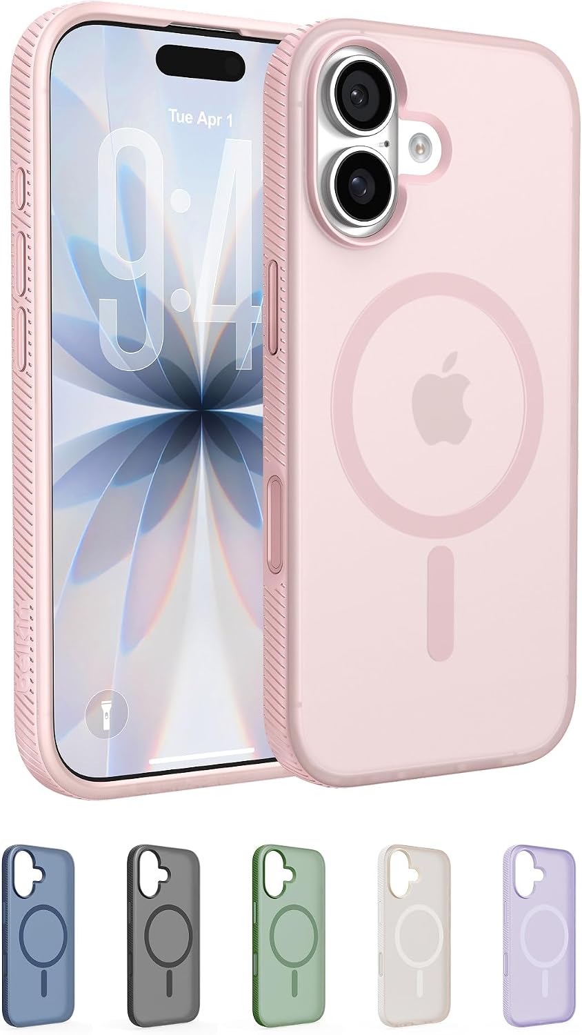 Detalle de Belkin SheerForce Grip MagSafe Case for iPhone 17 – Slim, Transparent Pink with Anti-Slip Edges