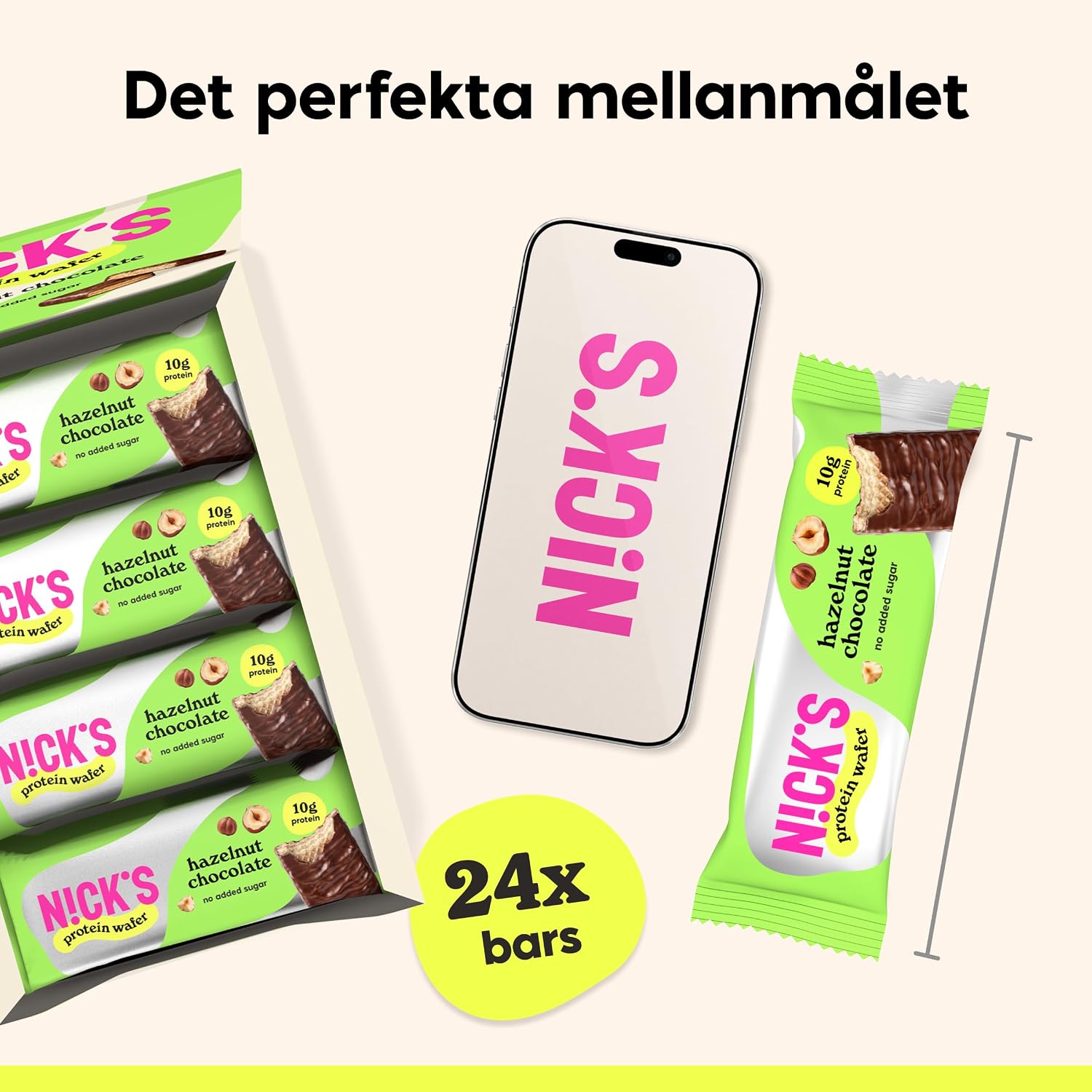 Thumbnail 6 de N!CK'S Protein Wafer Bar med hasselnöt, 25 % protein, glutenfri, 24 × 40 g