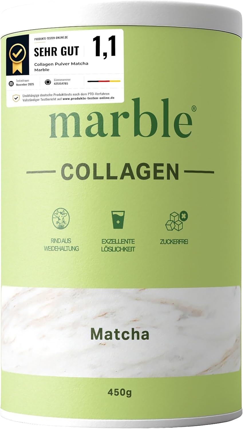 Detalle de marble Collagen Pulver Matcha 450 g