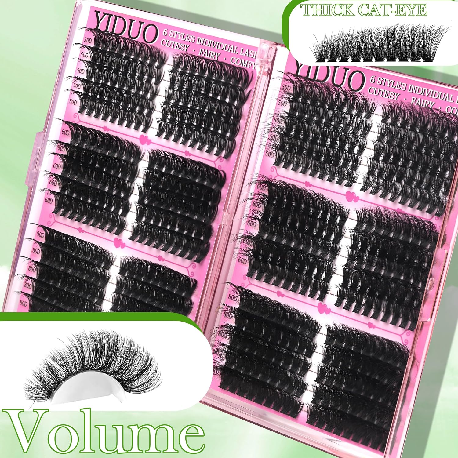 Thumbnail 5 de YIDUO 1846Pcs Lash Clusters Kit with Spikes+Bottom Cluster Lashes – D Curl, Wispy Volume DIY Eyelash Extensions
