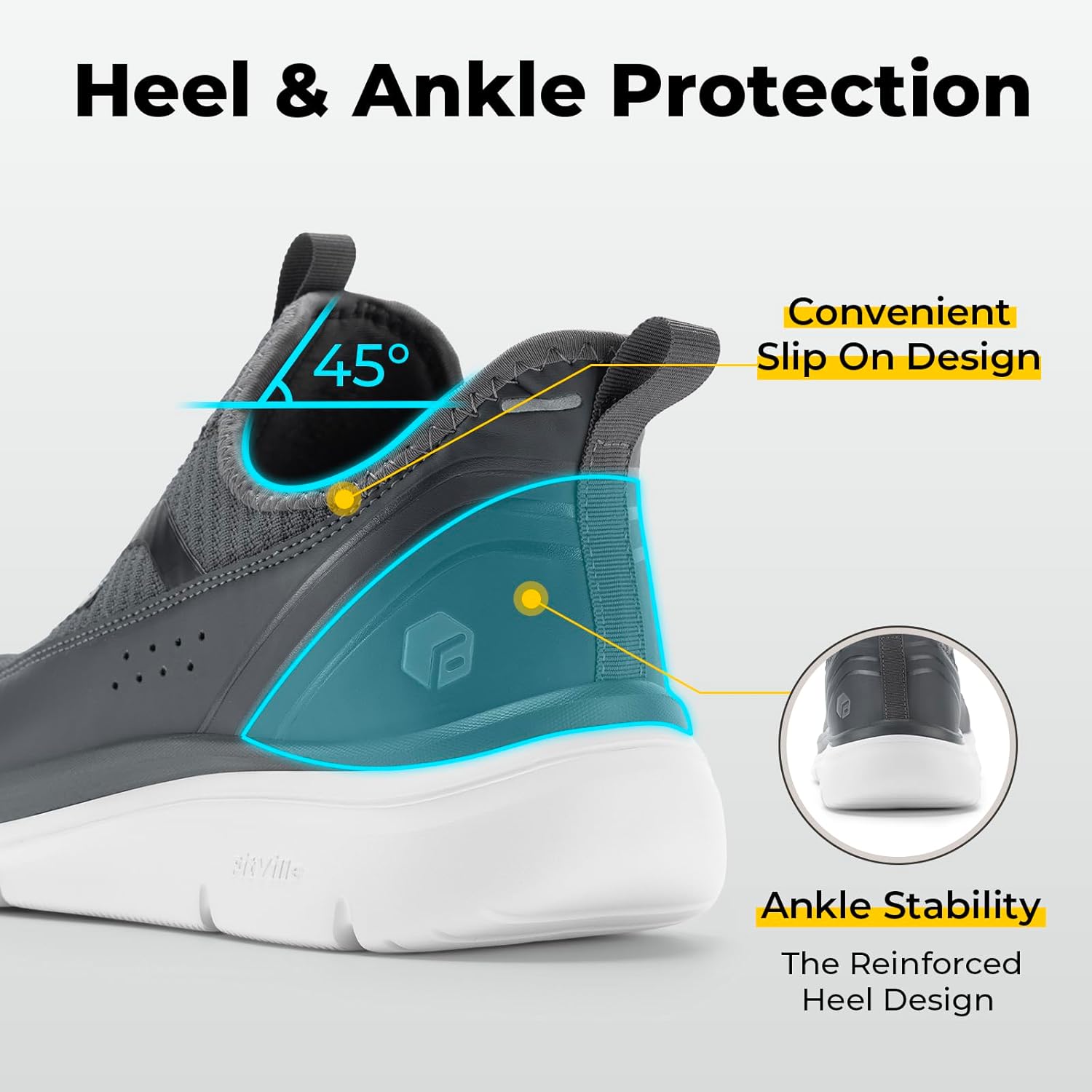 Thumbnail 6 de FitVille Scarpe da Camminata Uomo Extra Larghe Slip-on con Tomaia Elasticizzata