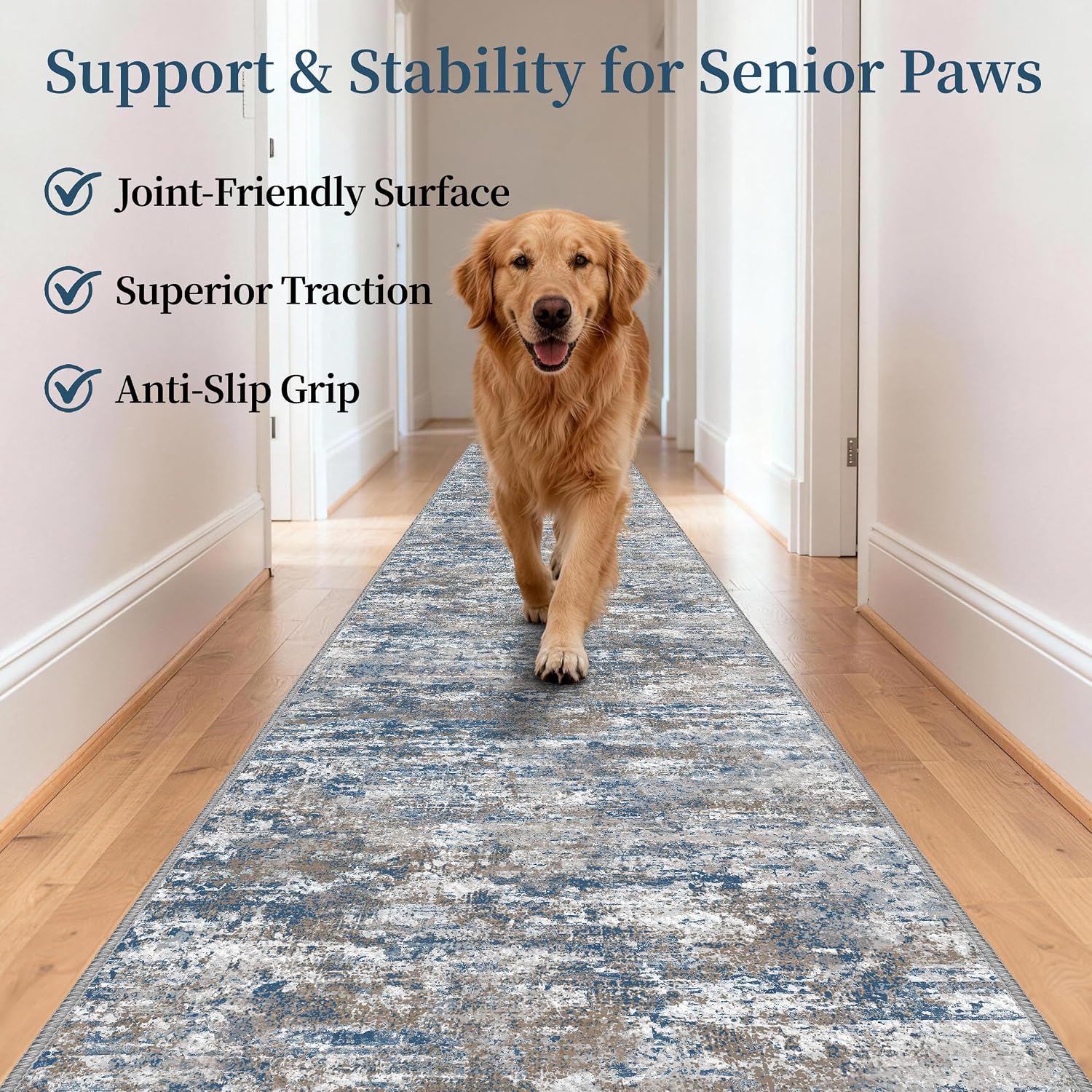Detalle de TTelephant 2.6 x 14 ft Washable Hallway Runner Rug with Silicone Backing