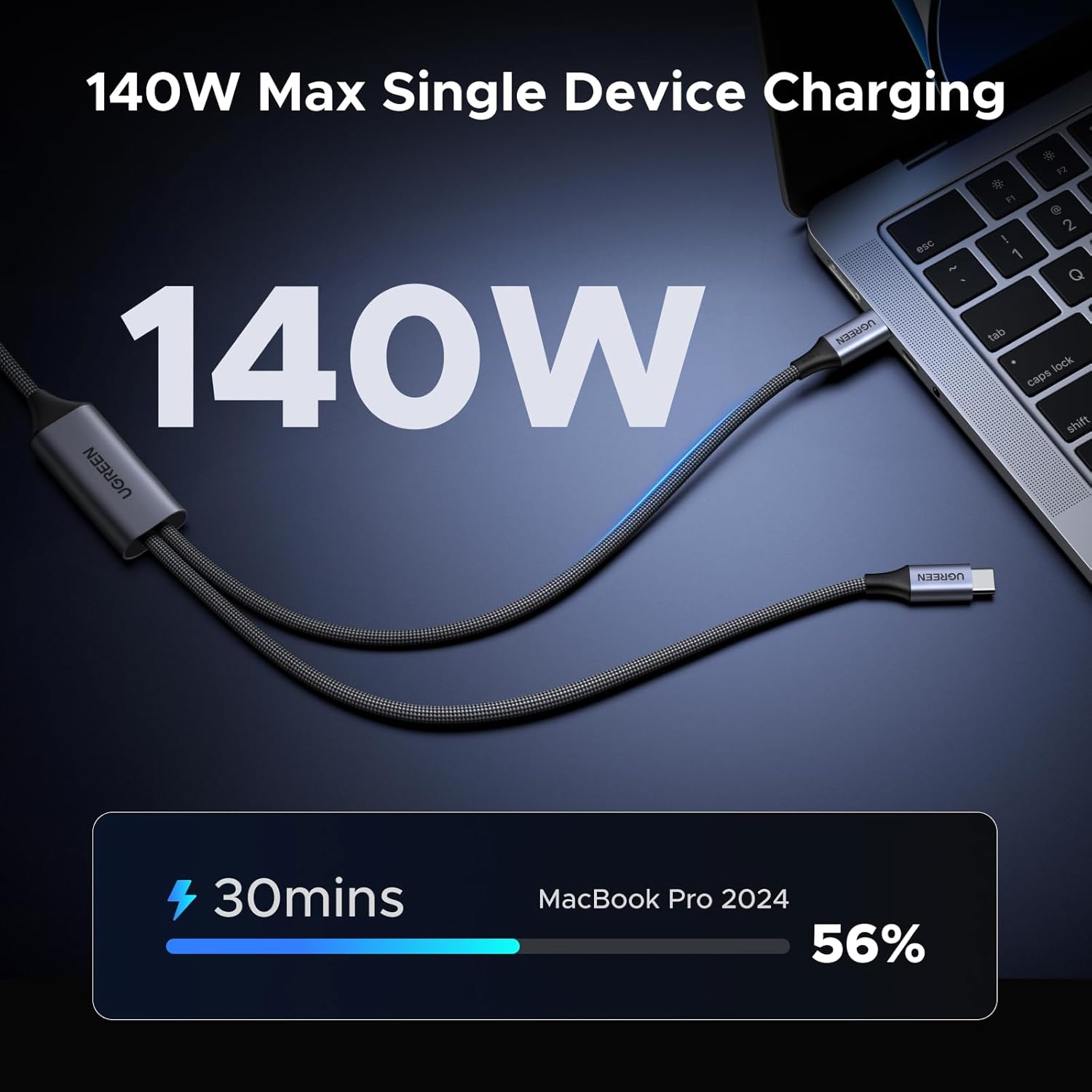 Thumbnail 1 de UGREEN 2-in-1 USB C Dual 140W 2m cable