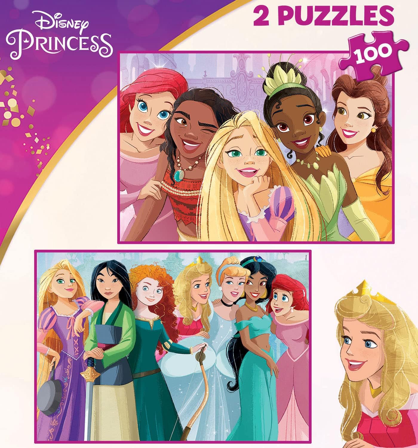 Thumbnail 1 de Educa 2x100 Disney Princess : 2 puzzles en carton de 100 pièces dès 6 ans