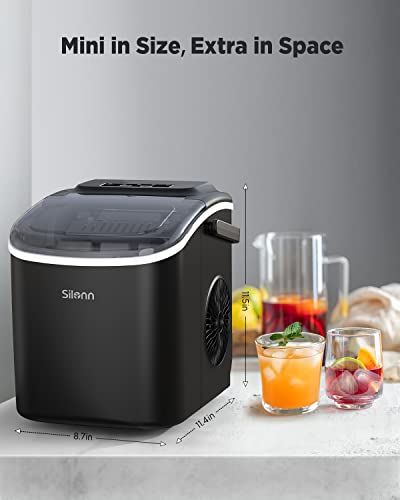 Thumbnail 6 de Silonn Countertop Ice Maker Machine with 9 Cubes in 6 Minutes – 12 kg/24h, 2 Ice Sizes, Self-Cleaning, Includes Scoop and Basket