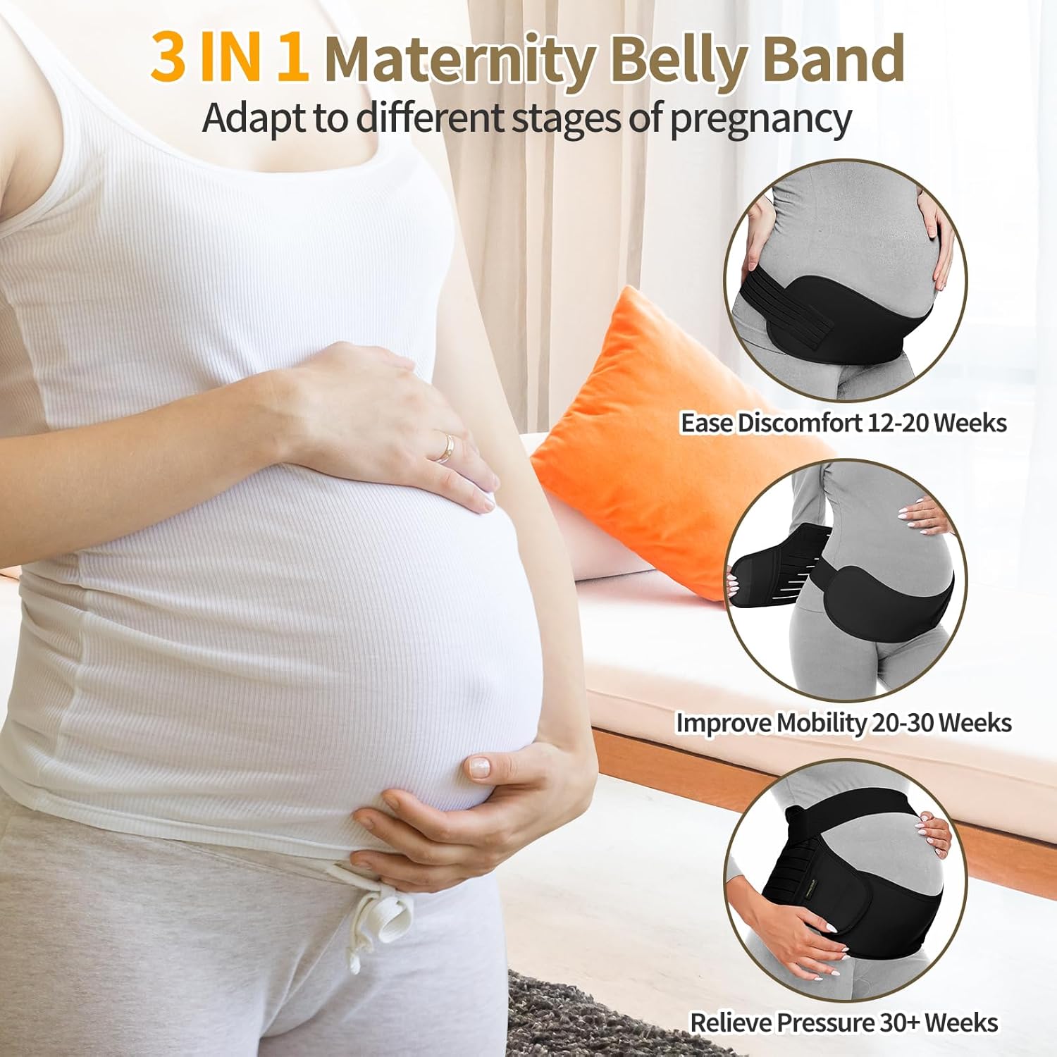 Detalle de ChongErfei 3-in-1 Pregnancy Support Belt (XL, Black)