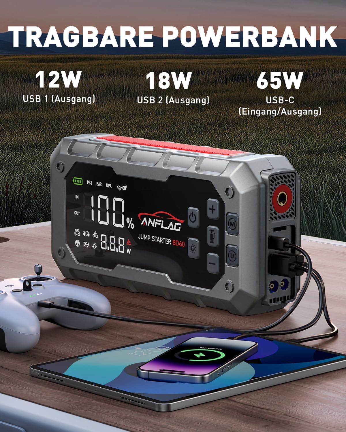Thumbnail 4 de ANFLAG 7000A 26800mAh Starthilfe Powerbank