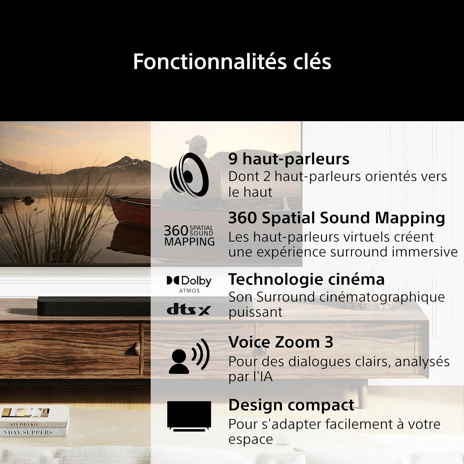 Detalle 2 de Sony BRAVIA Theatre Bar 7 : Barre de son élégant et immersive pour TV BRAVIA