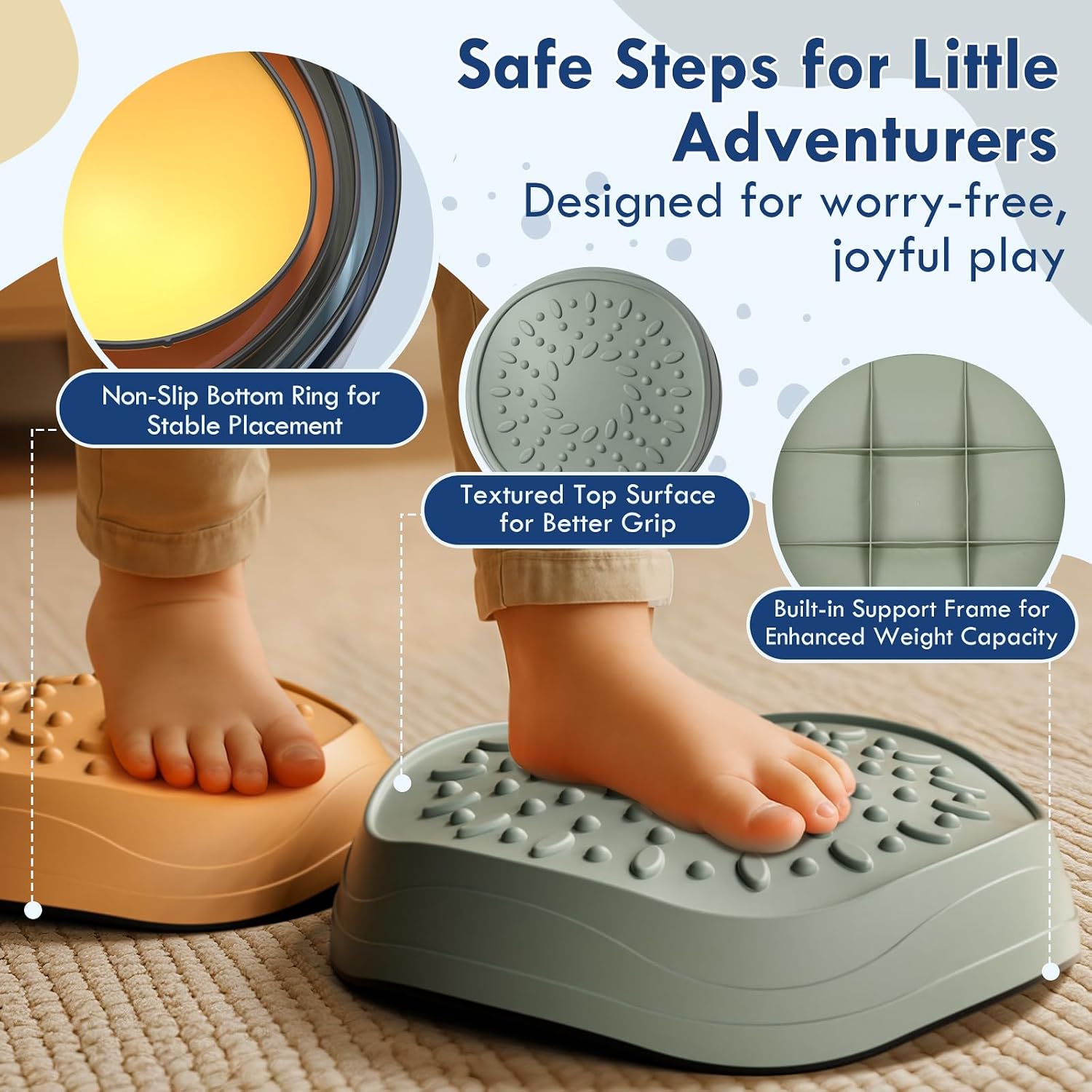 Detalle 2 de Lehoo Castle Stepping Stones for Kids (Age 3–5) – sensory balance stepping stones