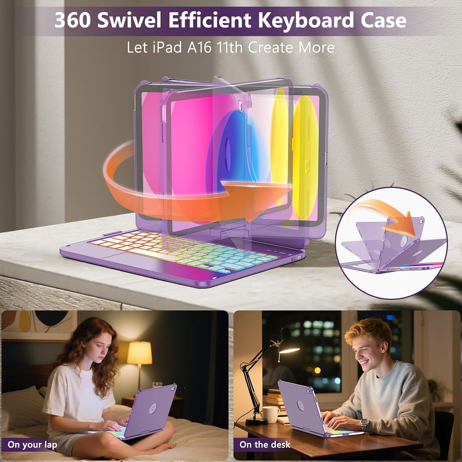 Thumbnail 3 de FUWANG Touch Keyboard Case for iPad 11th Gen A16