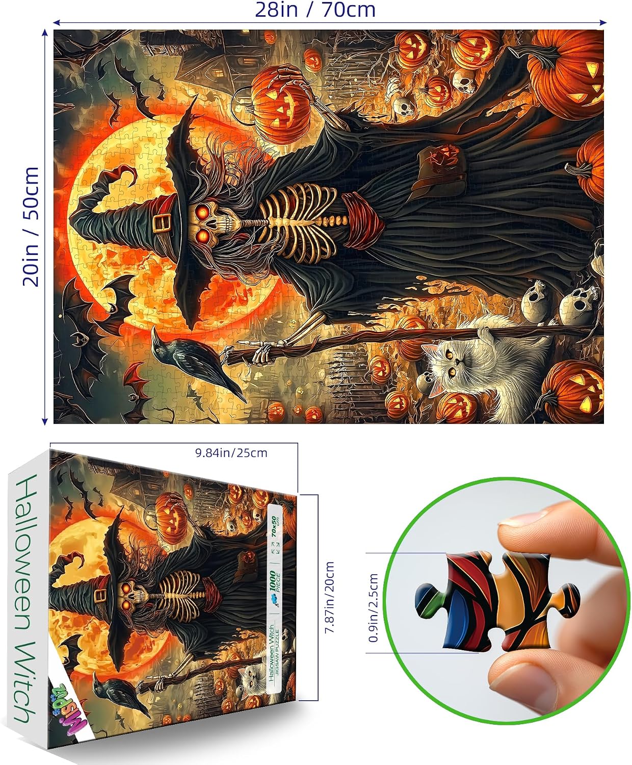 Detalle 2 de MisPuz Puzzles for Adults 1000 Pieces Halloween Witch Jigsaw Puzzle