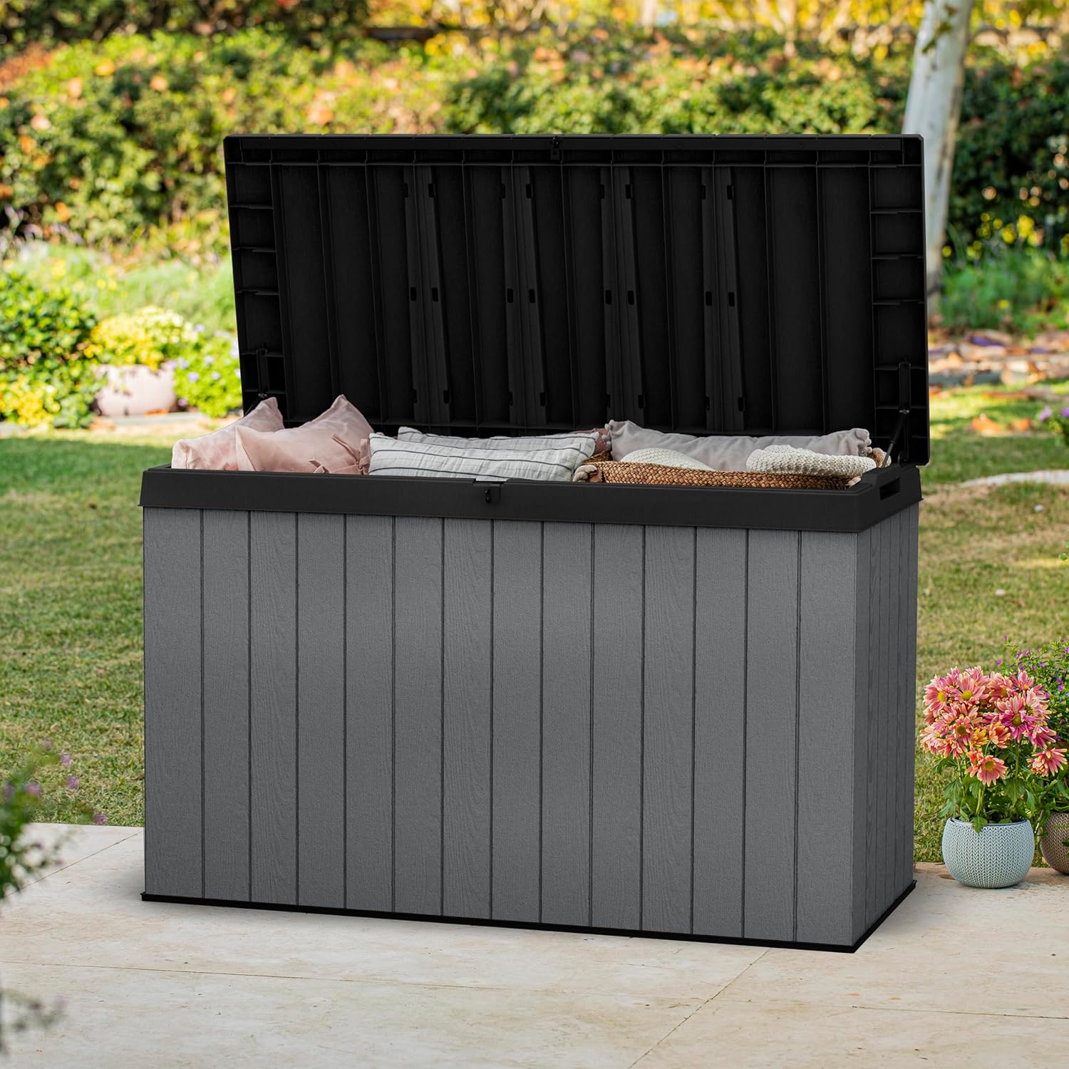 Detalle de Keter Darwin 662L Wood-Look Outdoor Storage Box (Evotech™ Composite)