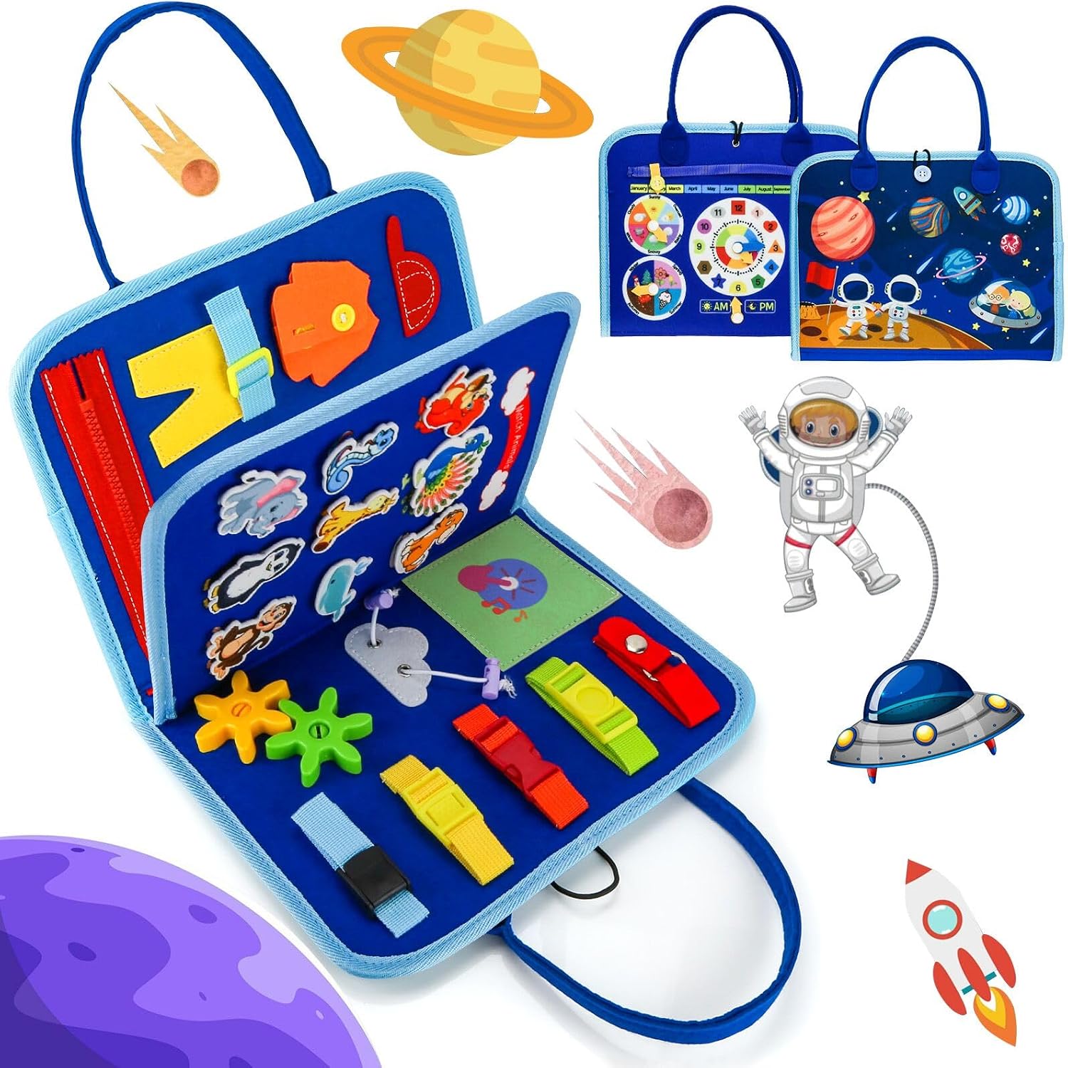 Detalle de Busy Board Montessori toy for 1 year old toddlers
