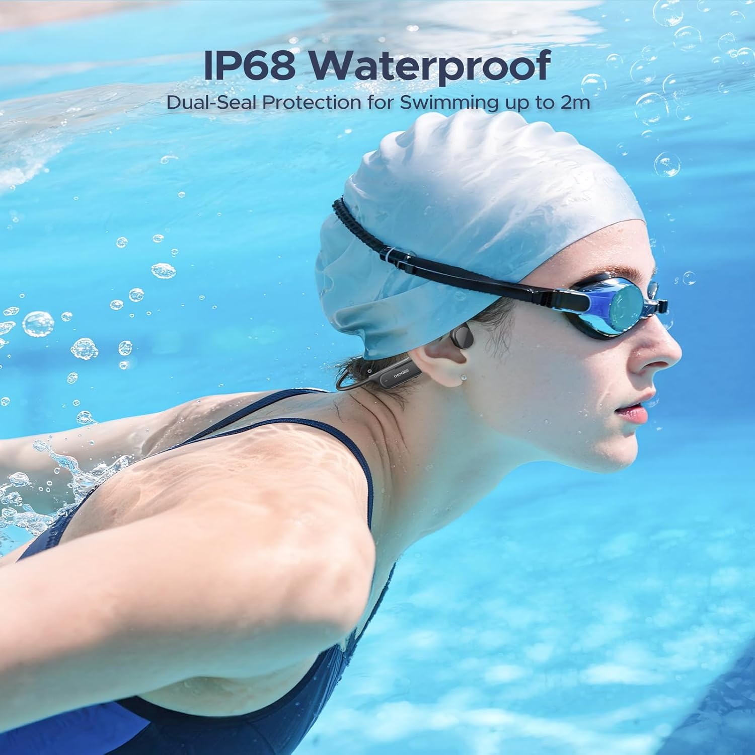 Detalle de Luzglo Bone Conduction Headphones IP68 Waterproof for Swimming with 32GB MP3 and Bluetooth 5.4