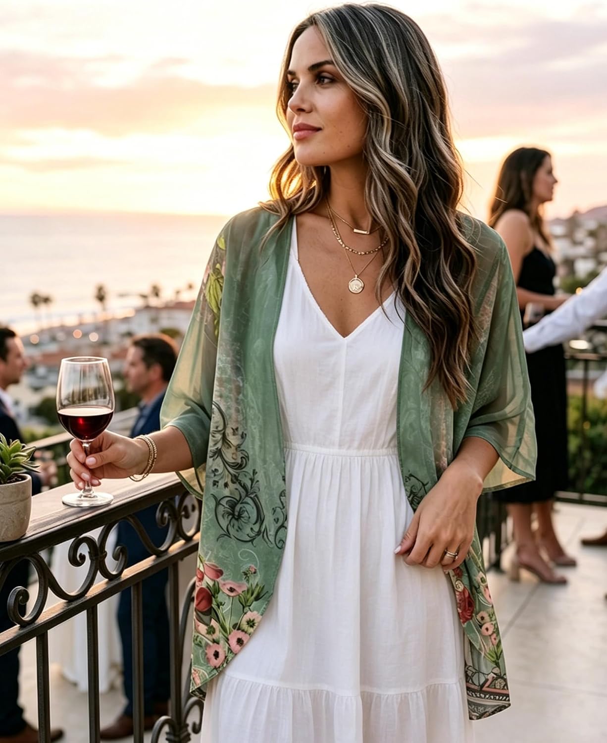 Detalle 2 de CHICGAL Floral Kimono Cardigan for Women