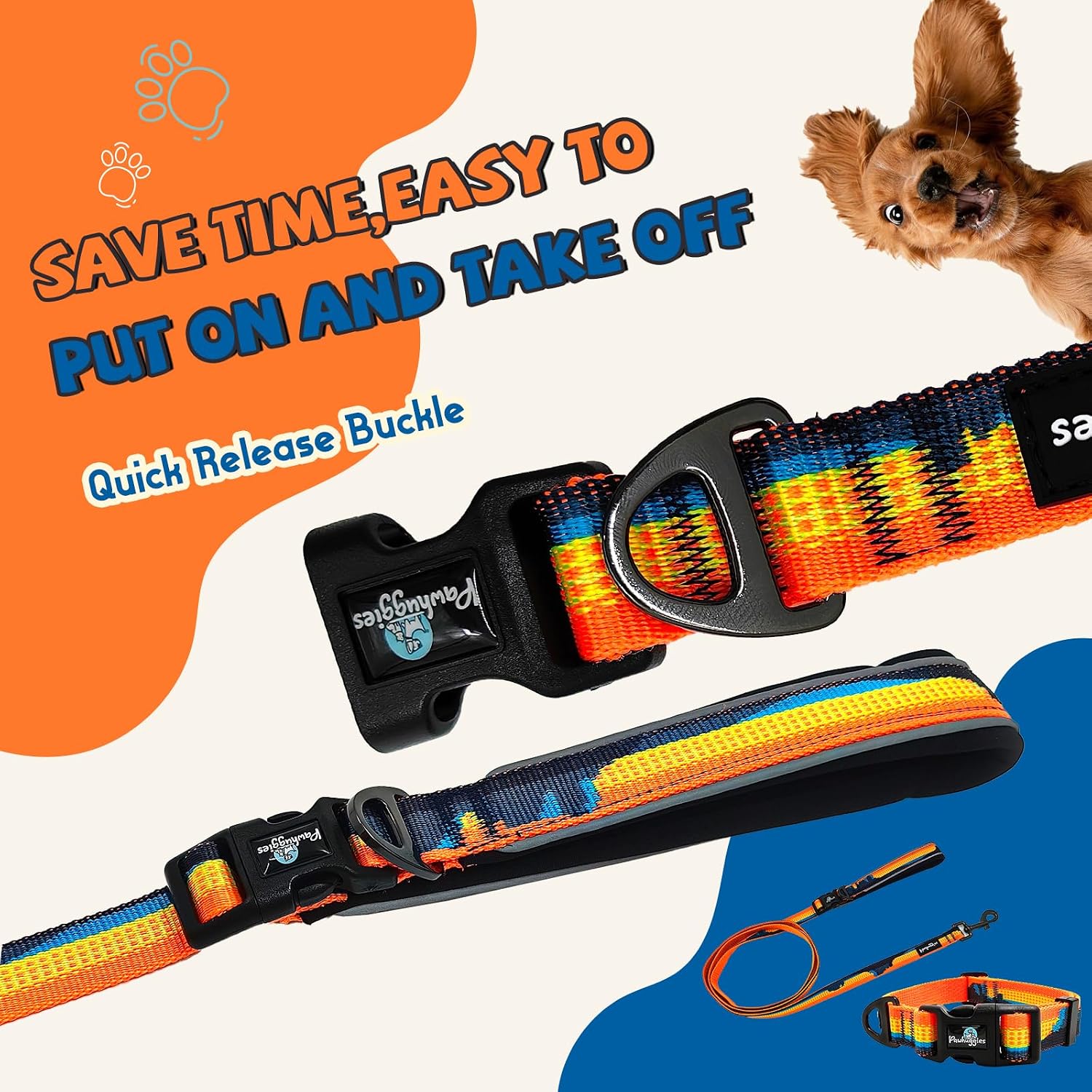 Detalle de PawHuggies Dog Collar and Leash Set, Jacquard