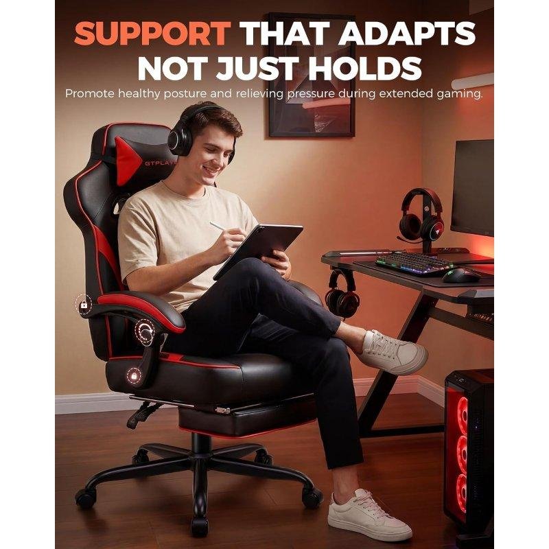 Thumbnail 2 de Silla Gaming GTPLAYER Ergonómica 180 kg Reclinable 155° - Roja