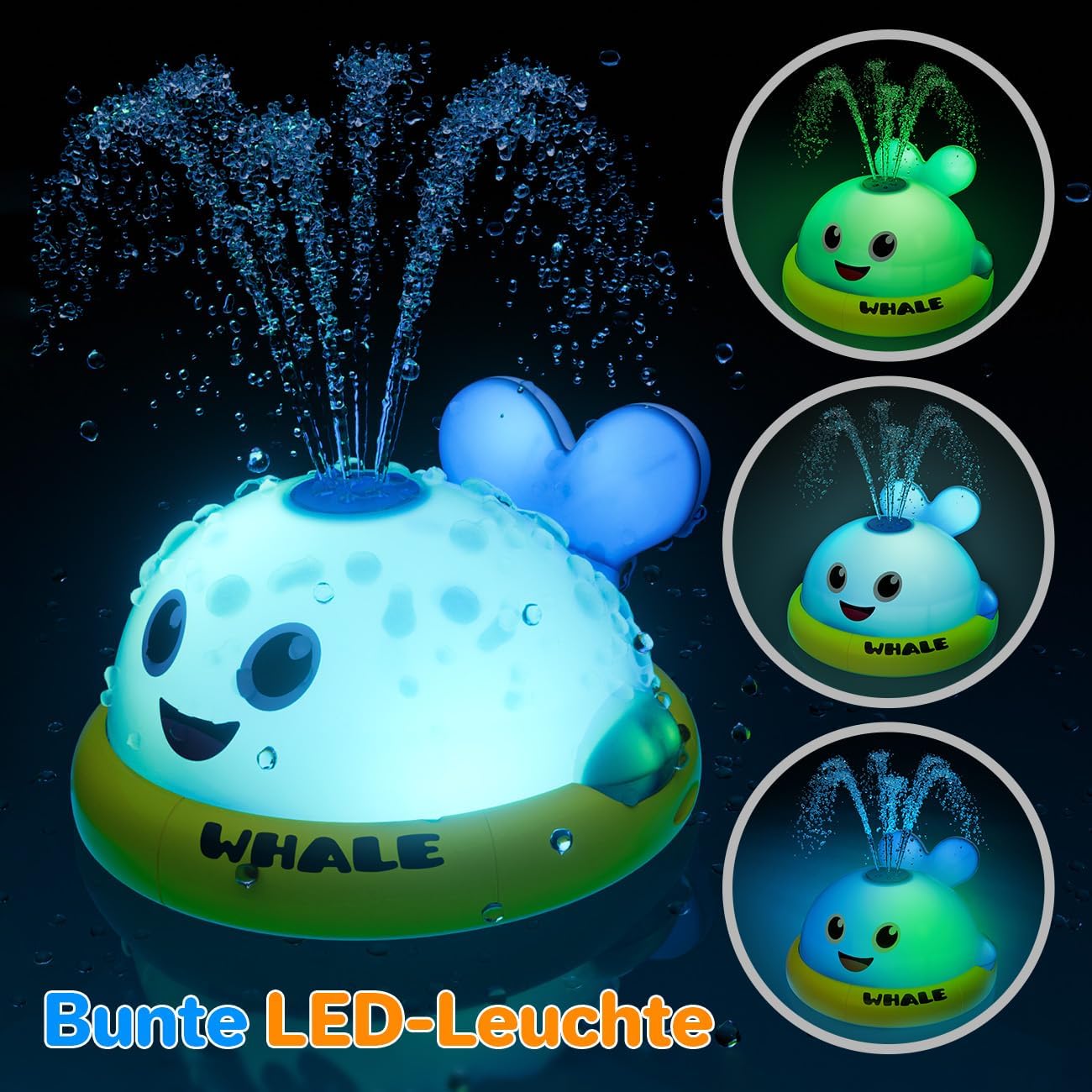 Thumbnail 3 de Badewannenspielzeug Blau: Leuchtender Wal mit automatischem Sprühstrahl